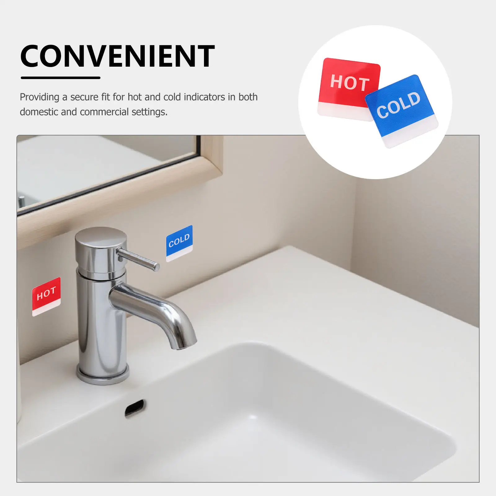 10Sets Acrylic Waterproof Cold Signs Hot Cold Faucet Stickers For Bathroom Sink Faucet Kitchen Indicator