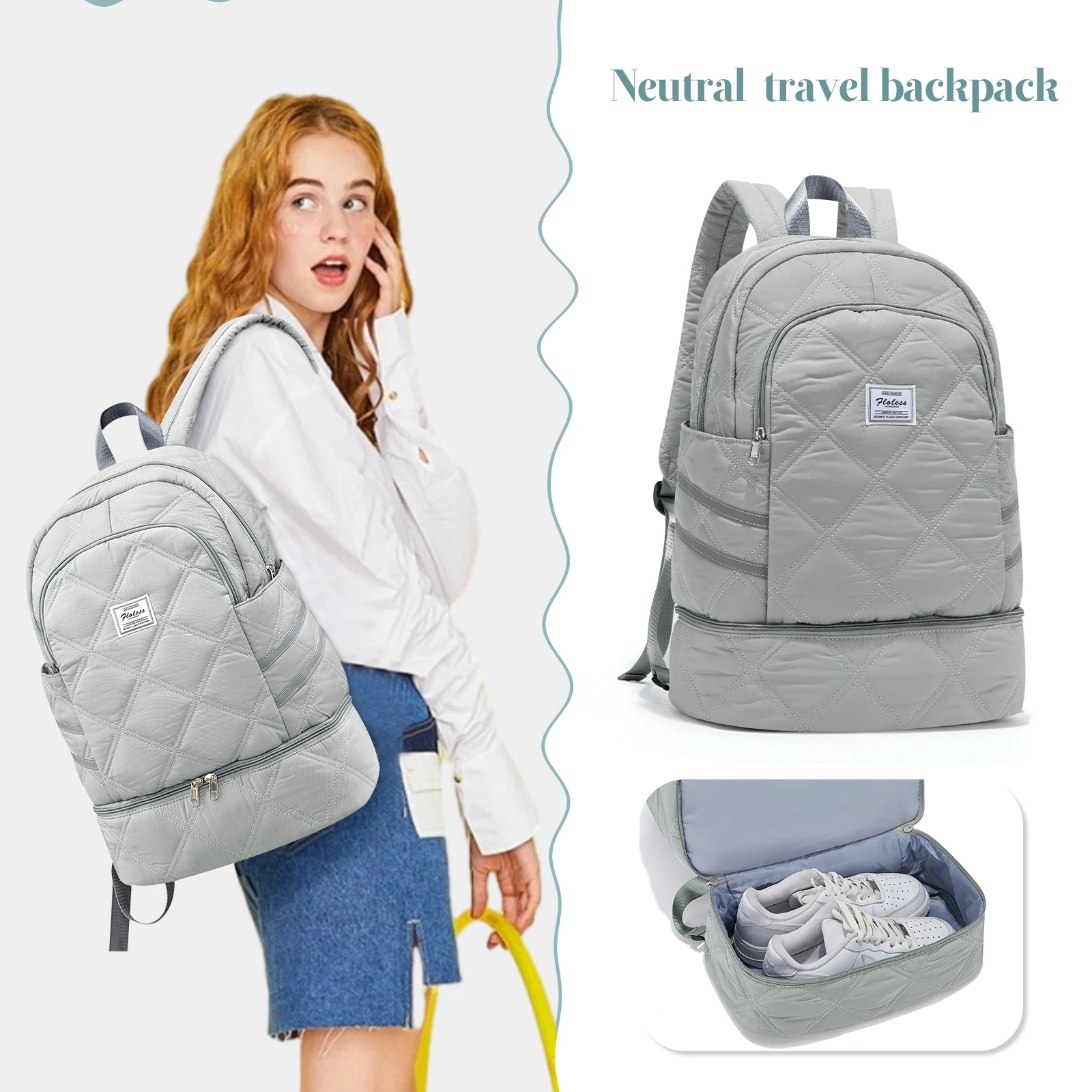 حقيبة ظهر للسفر - خفيفة الوزن، أشرطة قابلة للتعديل، فصل جاف/رطب لصالة الألعاب الرياضية والسباحة والمشي لمسافات طويلة، حقيبة كتف مزدوجة، للاستخدام الخارجي #1