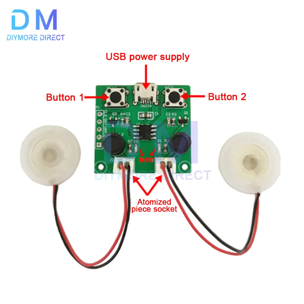 Dual Spray Atomization Module USB Humidifier Driving Circuit Board Atomization Experimental Equipment Ultrasonic DIY