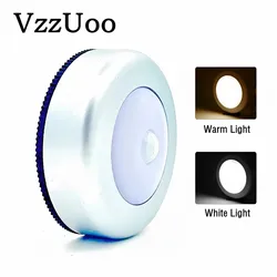 Wireless Round Motion Sensor LED Night Light Battery Powered Cabinet Night Lamp Bedside Lights For Bedroom Home Closet Lighting