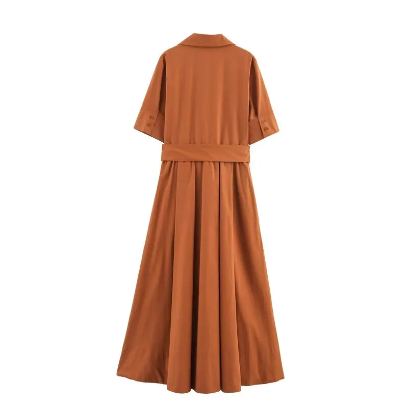 Vestido Csa Longo Pronto para o Verão 2025 Moda Fena Versátil de Seda Gaze E Peça Única para Escritório.