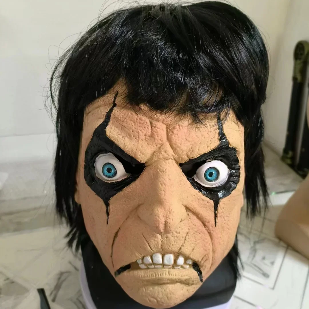 Horror Alice Cooper Mask Famous Actor Double Chin Clown Latex Headgear Star Singer Cosplay Full Face Masks Halloween Party Props