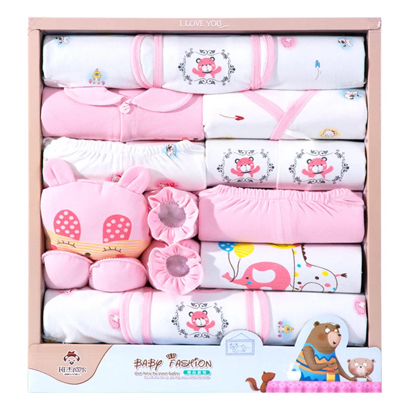 Newborn 18pcs/Set Clothes Soft Cotton Cartoon Clothing Set Spring Autumn Baby Boys Girls New Born Hat Bib Suits 0-6Months Babies