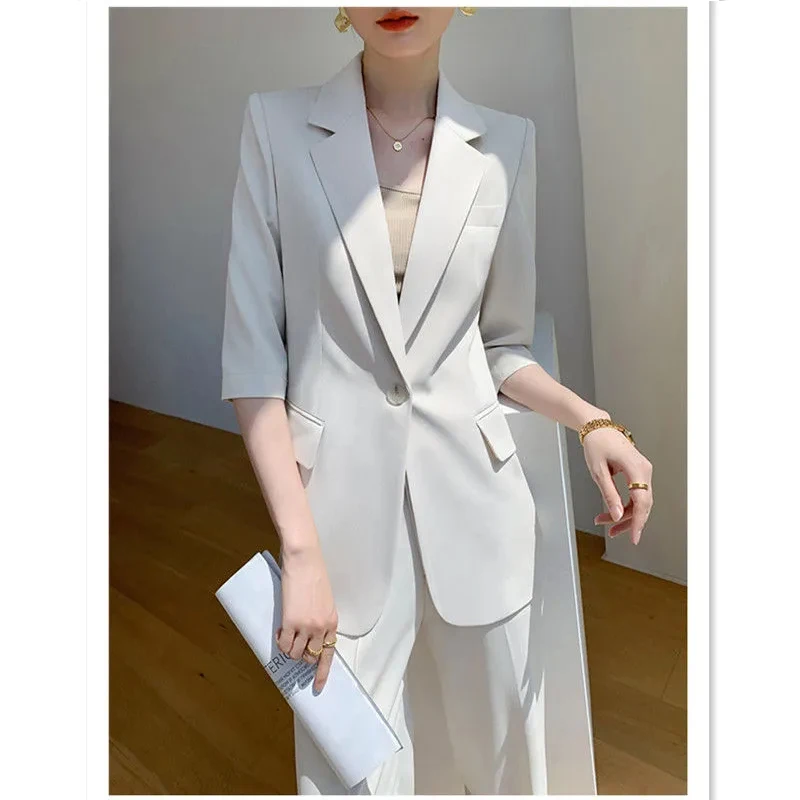 Senior sense of suit suit female 2023 summer thin style temperament Yinglun style abito professionale abiti da lavoro SET da 2 pezzi