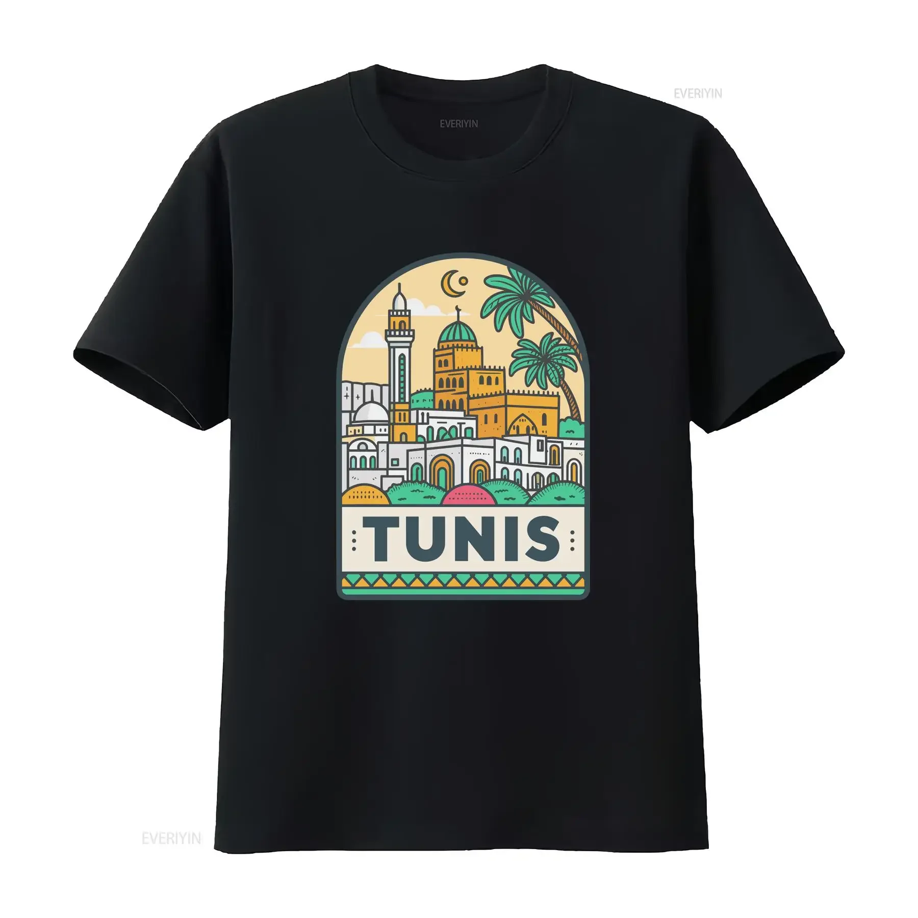 Tunis World Travel Urban Area City T Shirt vintage Washed Top For Everyday Wear Comfortable fashion streetwear Stylish