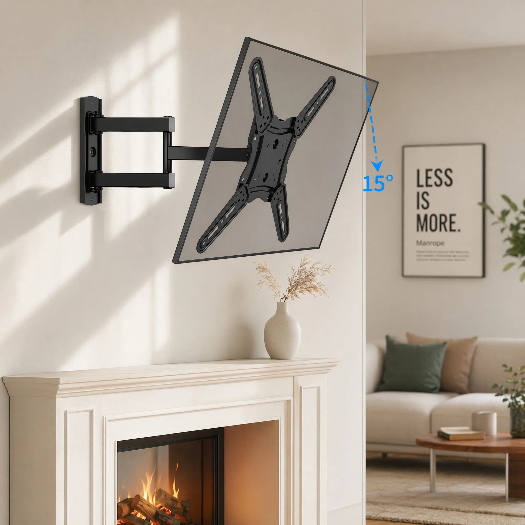 Full Motion TV Wall Mount for 26-65 inch Flat or Curved TVs up to 77 lbs, TV Bracket Wall Mount with Articulating Arms, Extension, Tilt, Swivel, Leveling, Max VESA 400x400mm