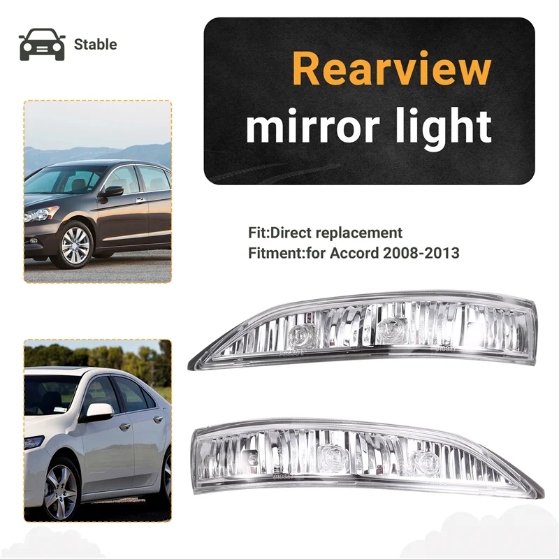 A73X-Car LED بدوره إشارة عكس مرآة ضوء مرآة الرؤية الخلفية ضوء 34350-SJA-G02 34300-SJA-G02 لهوندا أكورد 2008-2013