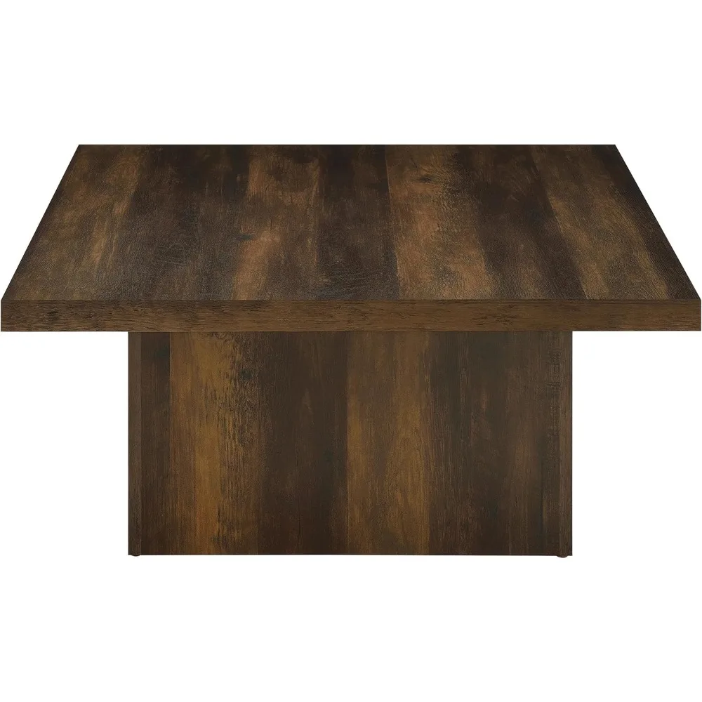 طاولة قهوة مربعة ذات طراز عبقري بتصميم هندسي وقاعدة طيدة من كوستر للمفروشات المنزلية في الخشب لمساحة المعيشة