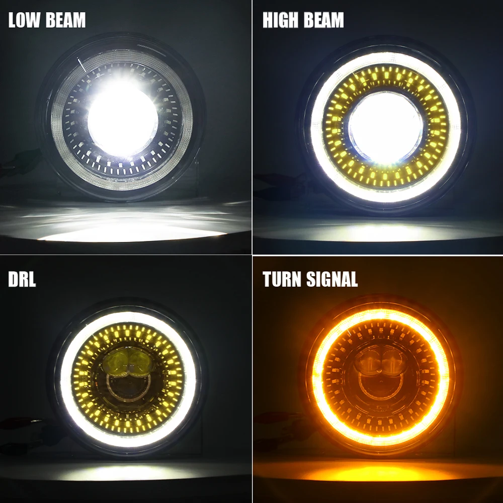 Emark 7inch Led Headlight For Jeep Wrangler TJ JK LJ CJ Land Rover Defender Hummer Super 12v Drl 7''Led Headlamp Car Accessories