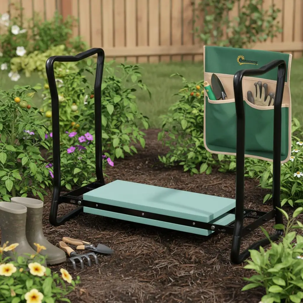 

Садовый наколенник Outsunny со стальным каркасом и мягкой подкладкой, с сумкой для инструментов - зеленый