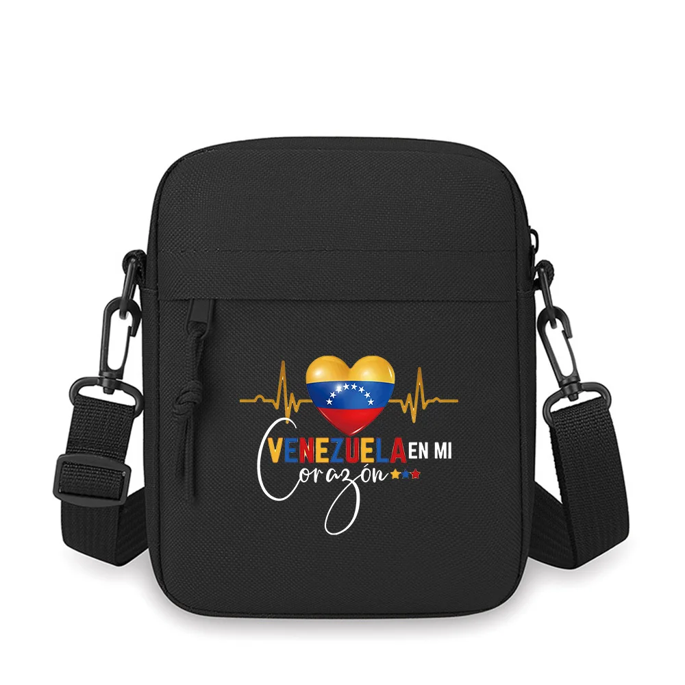 

Venezuela heart shape design flag Men Crossbody Bag Single Shoulder Women Cartoon Anime Film Printing Design Unisex
