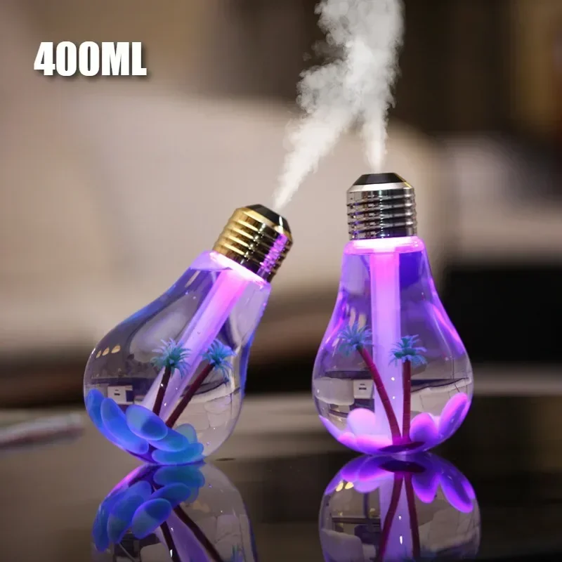 

Creative USB Electric Bulb Humidifier Mini Colorful Night Light Micro Landscape Desktop Decoration Diffuser for Bedroom Home