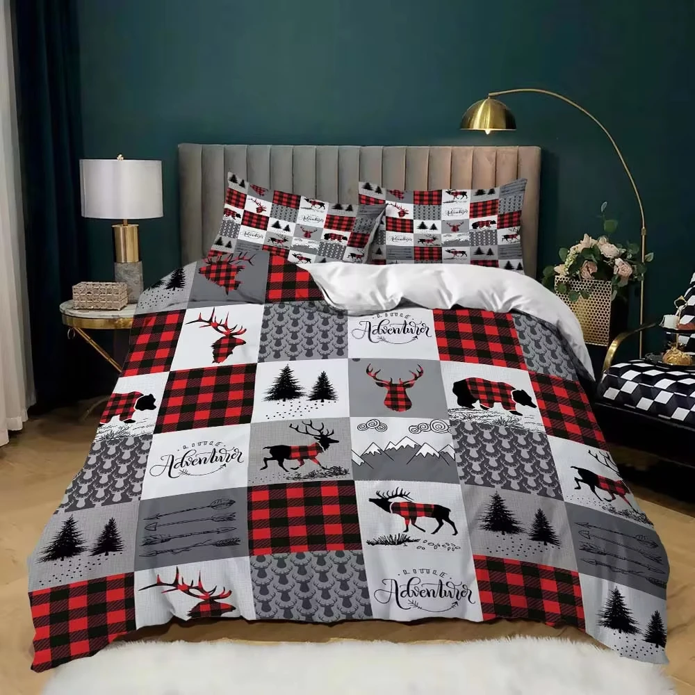 Christmas Duvet Cover Set Red Snowflake Pattern Bedding Set Bed Sheet Linens Pillowcase Bed Cover Bedding Set