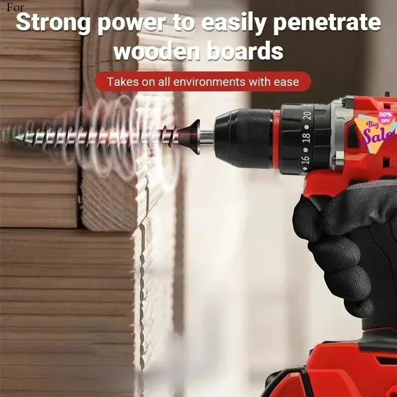 

For Milwaukee 18V/20V Battery Cordless Impact Drill Brushless Electric Drill 20+3 Torque Hammer Multifunctional Power Tools