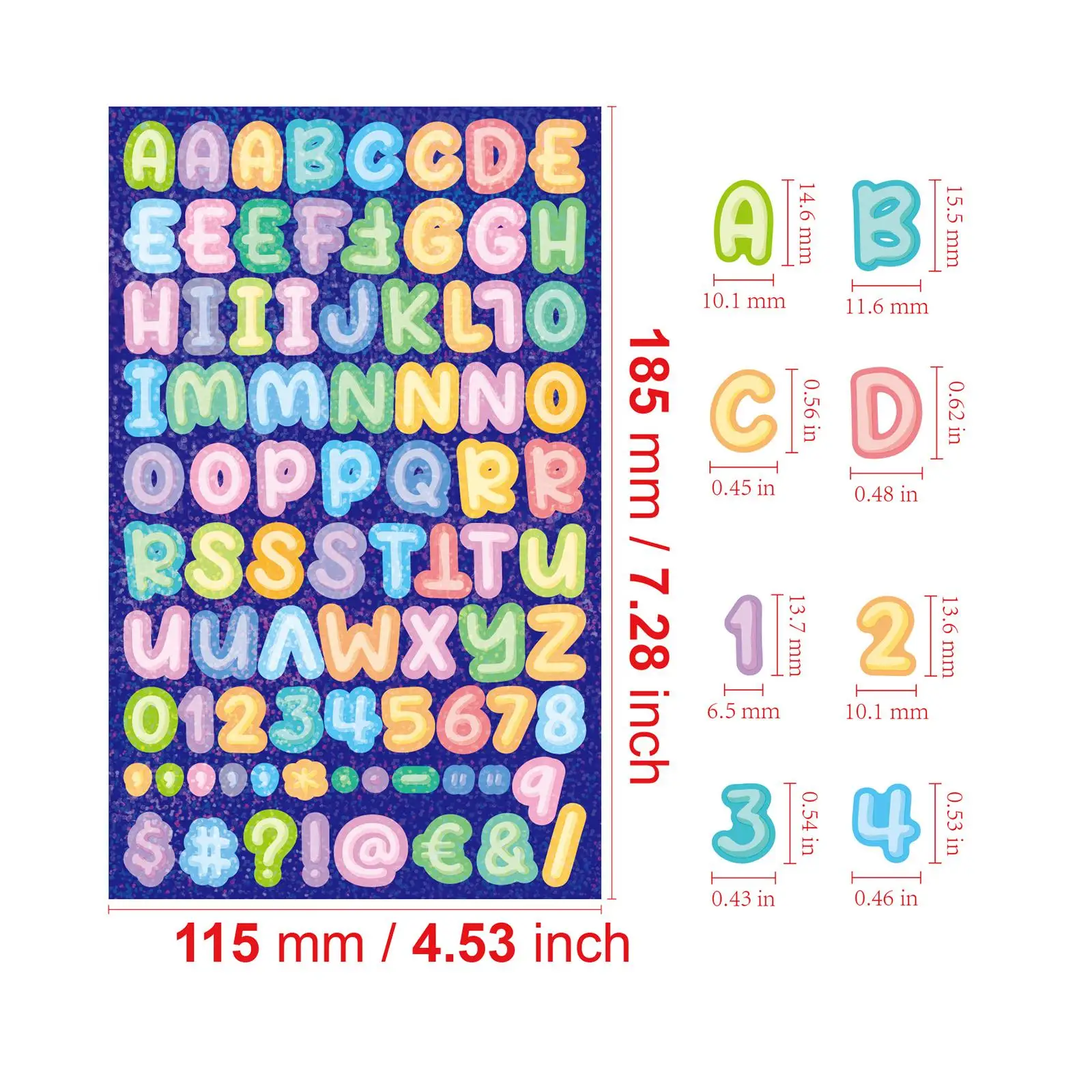 6Pcs Letter Number Stickers Cute Initial Alphabet Paster Cartoon Stickers for Planner Laptops Phone Cases Christmas Card Album