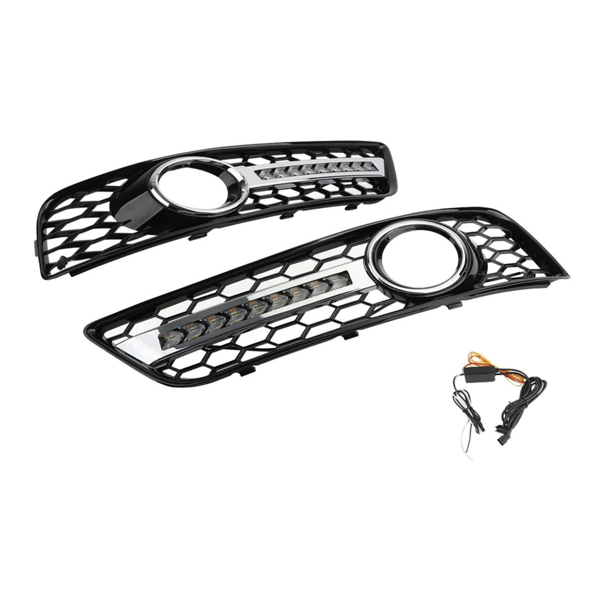 1 Pair of LED Daytime Running Lights Fog Light Frame Grille for Audi A3 S3 RS3 Sports 07-12 Modification Accessories