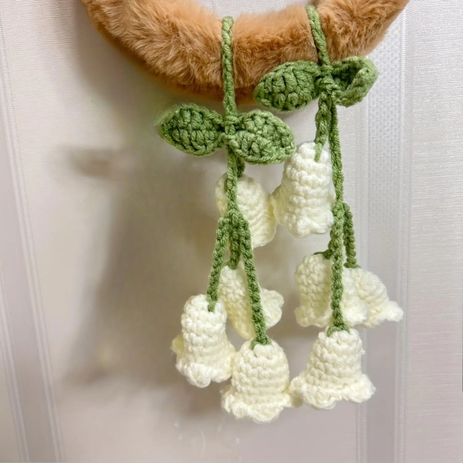 2pc Crochet Lily Of The Valley Flower Pendant Woven Flower Pendant Ornament For DIY Car Interior Decoration Gift For Women