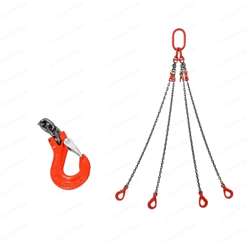 

Double leg lifting chain hook, pointed steel pipe hook, adjustable length combination rigging