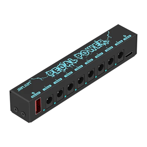 Imagen 2 del producto Fuente de alimentación para pedal de guitarra con 8 salidas aisladas de 9 V | Entrada tipo C/USB, seguridad contra cortocircuitos