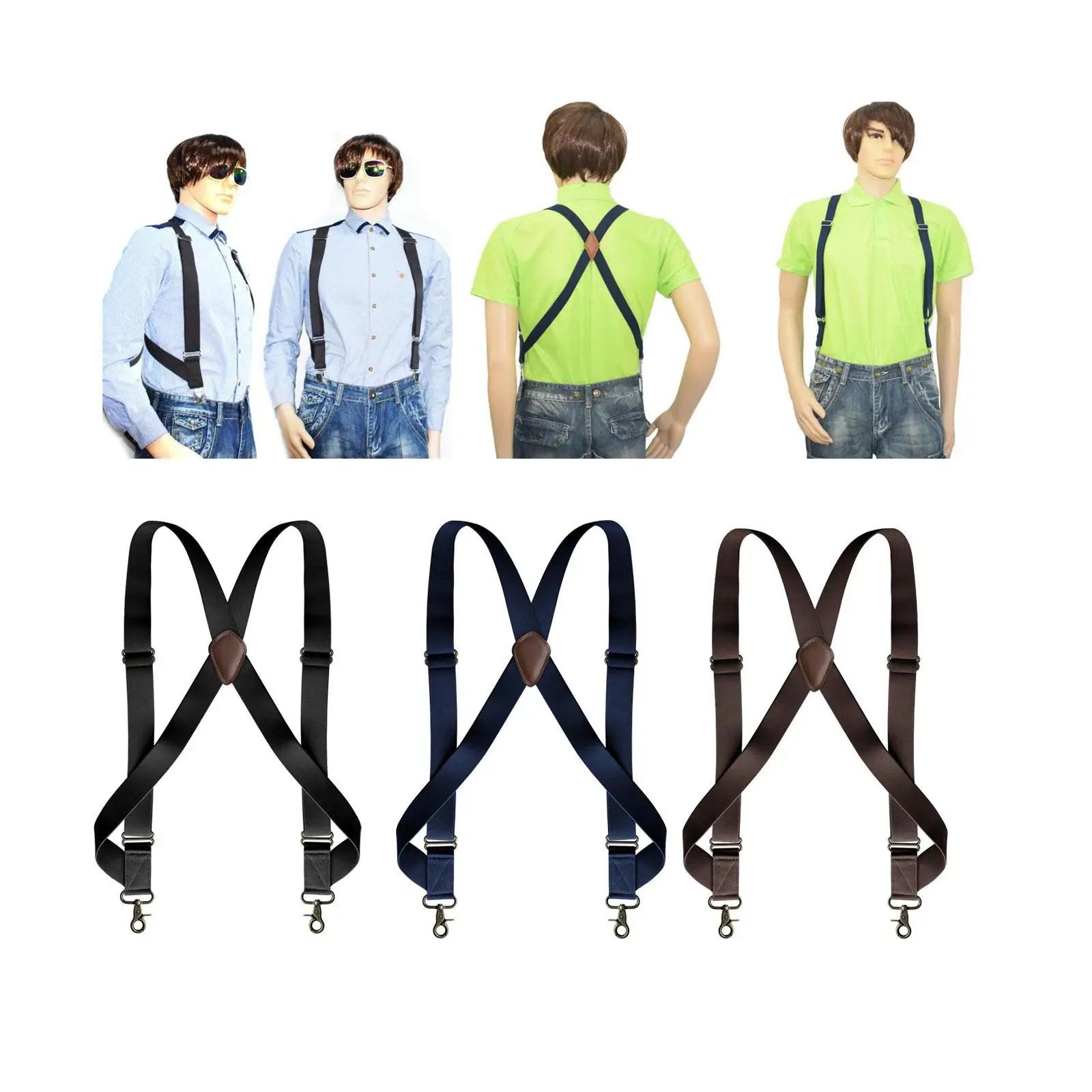 Mens Suspender with Swivel Hooks Trucker Suspenders Adjustable Elastic