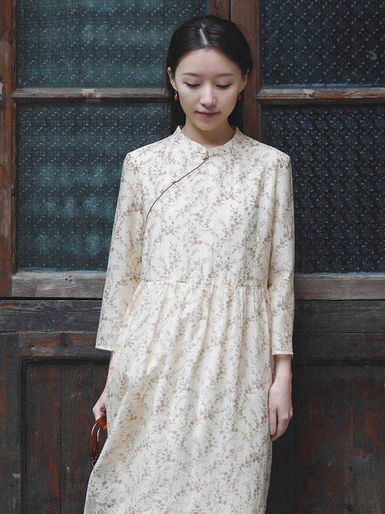 

Винтажная длинная юбка в стиле ретро с принтом «Маленькая сливовая ветка», весна-осень, для женщин, повседневная, модная