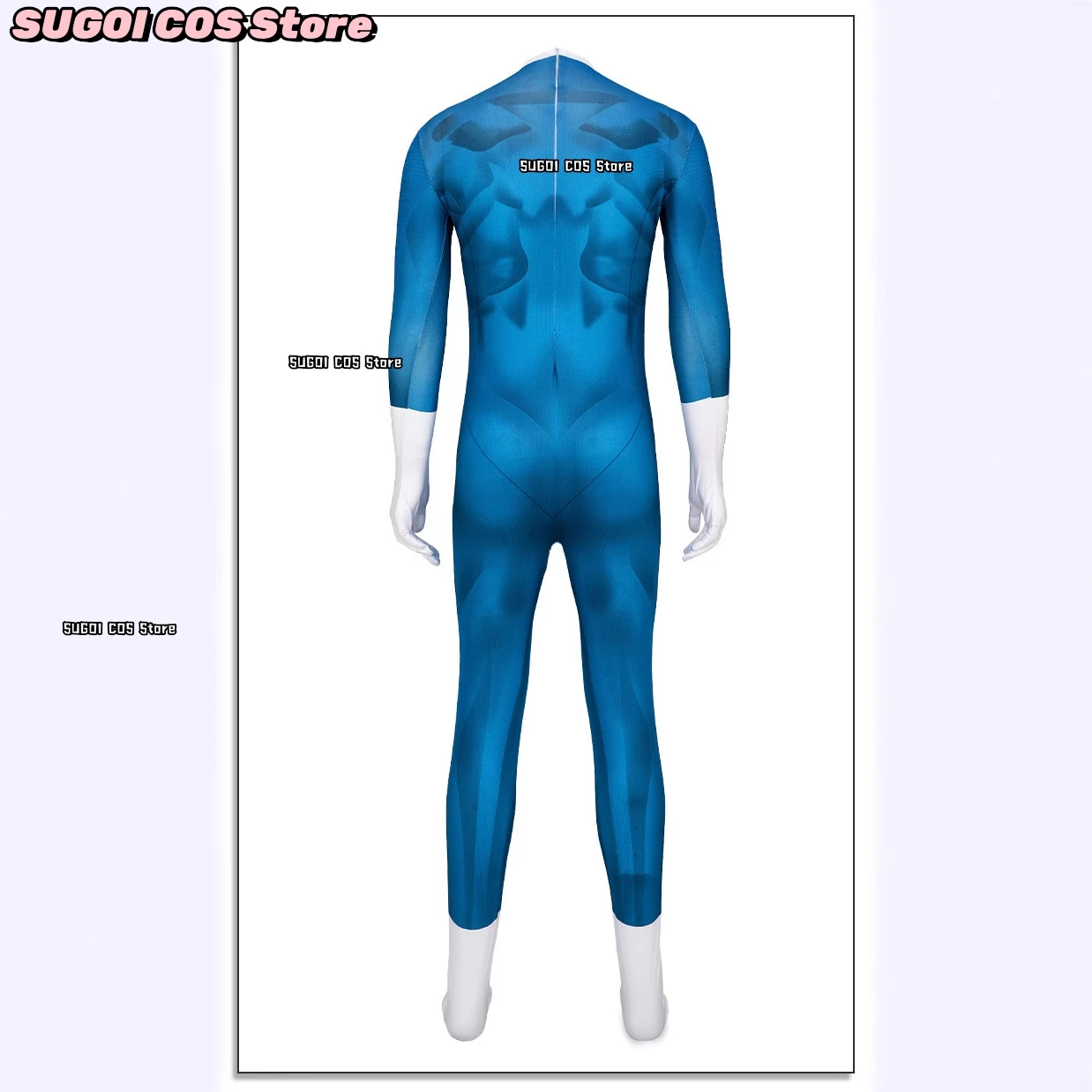 Movie Fantastic Cos Four Reed Richards Cosplay Costume Socks With Jumpsuit Blue Jumpsuit Party Invisible Man Role-playing Suit