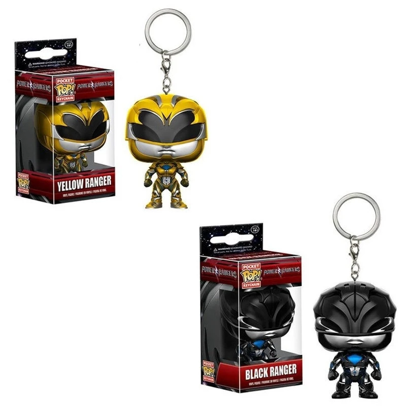 FUNKO Pop Pocket BLACK RANGER YELLOW RANGER Pink Red Ranger Blue Pop Keychain Action Figure Collection Model Toys with Box