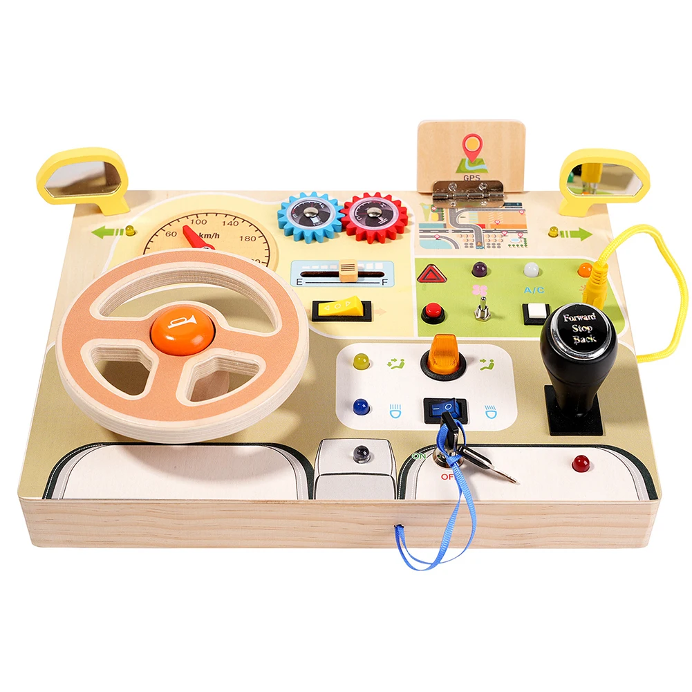 LED Switch Busy Board Montessori Puzzle Early Education Sensory Cognitive Toy Simulation Electric Circuit Board Children's Gift