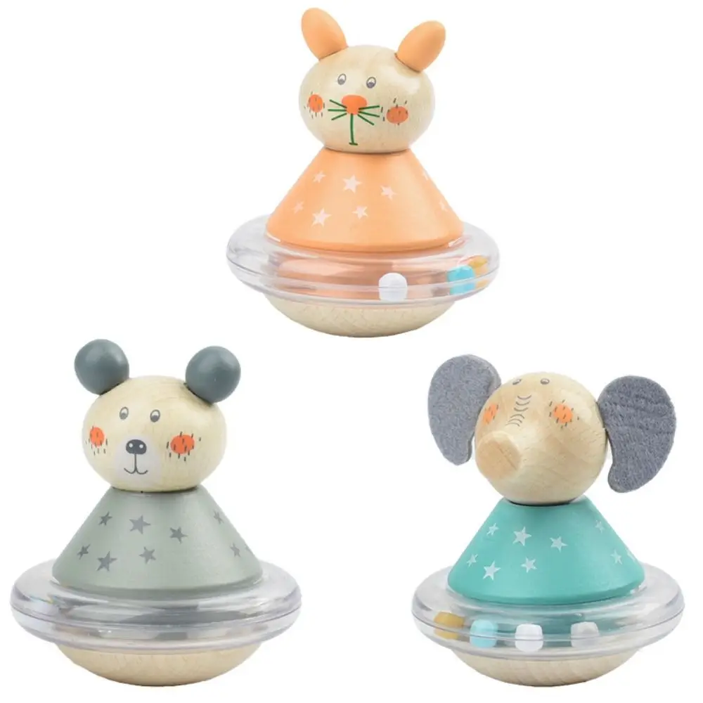 Crafts Wooden Tumbler Doll Handmade Toy Doll Little Bear Rocking Toy Mini Collection Elephant Tumbler Toy Children Girls Boys