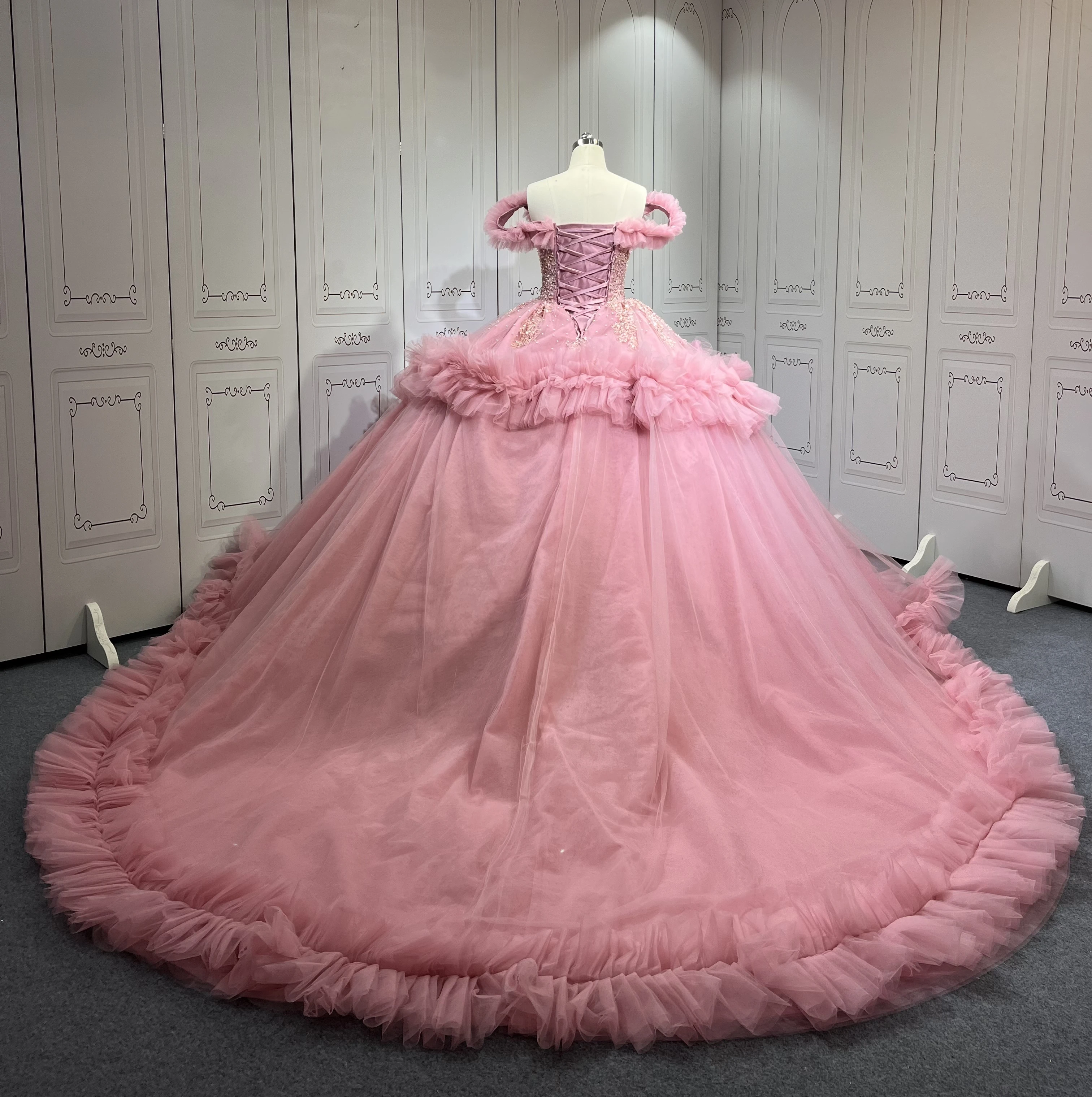 Robe de Rhpersonnalisée à volants, robes de Quinceanera, douce robe de soirée, mauve, éducative, 15 ans, 16 ans, 2025