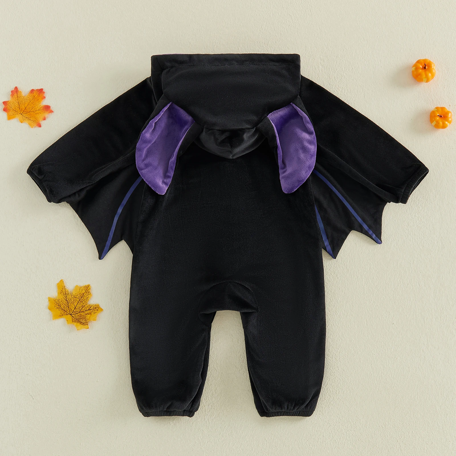 0-18N Infant Baby Boy Bat Costume Halloween Zipper Hooded Romper Cosplay Costume for Christmas Holiday Outfit