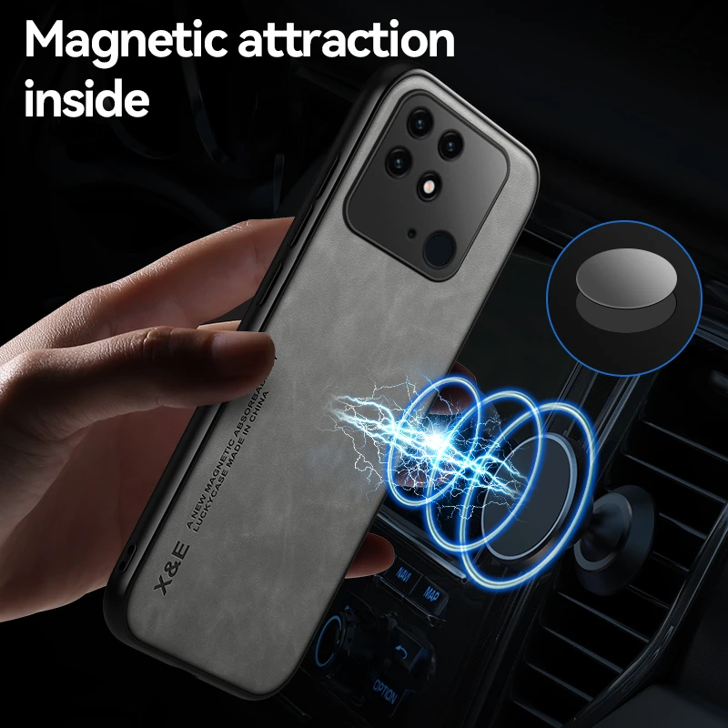 For Redmi 10C Case Car Magnetic Holder Leather Phone Case For Xiaomi Redmi 10C Readmi Rdmi 10 C C10 Redmi10C 6.71 Back Cover