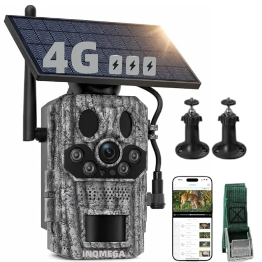 

Wildlife monitoring trail camera with 4G LTE solar power, AI animal recognition, 2.5K HD video, no-glow night vision, built-in