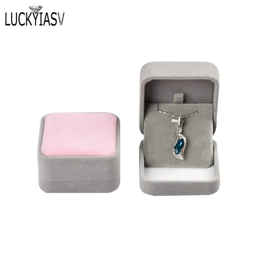 بيع بالجملة خاتم الزواج صندوق تخزين القرط ترصيع قلادة قلادة مجموعة مجوهرات هدية صندوق التعبئة والتغليف المنظم حالة رمادي المخملية كيت