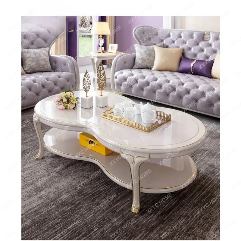XXFactory Direct  Rural Solid Wood Light Luxury Coffee Table Carving Modern Small Apartment