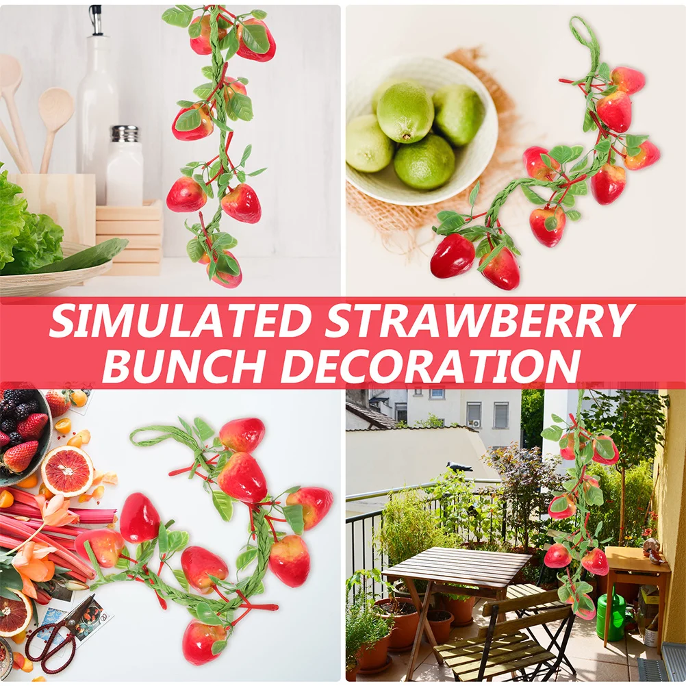 

2Pcs Fake Strawberry String Realistic Simulated Strawberry Garland Photo Prop Decorative Fruit Hanging Ornaments
