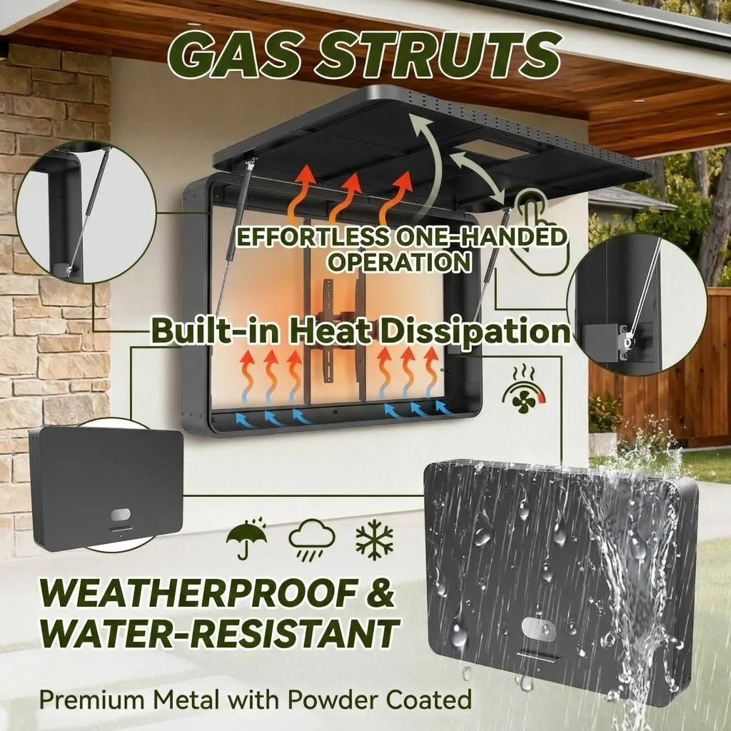 US Stock 55" Metal Outdoor TV Enclosure For Merry Christmas Gas Struts Weatherproof IP65 Shield Television Box Full Motion Pull-Out Bracket Included for Outside Patio 3-7 Days Fast Delivery - view 8