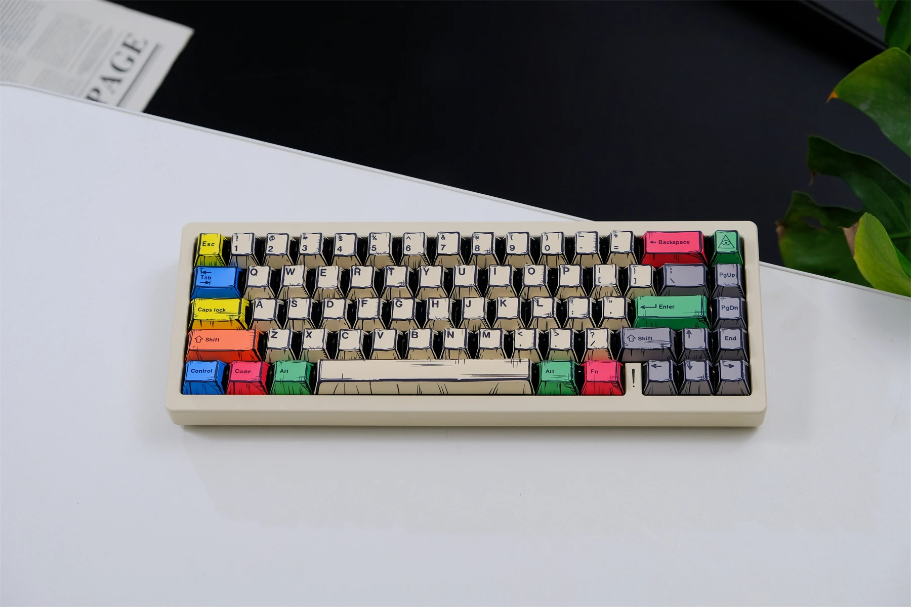 قماش كاريكاتير أغطية المفاتيح العميقة PBT الأصلية غطاء لوحة المفاتيح الميكانيكية عالية التسامي غزلان في حالة سكر، المطر 75 #3