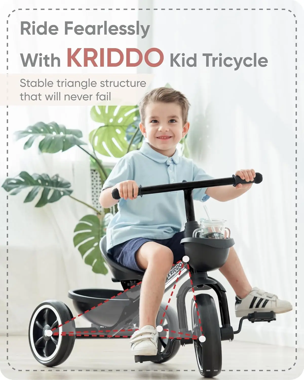 Kids Tricycle for 2-5 Year Olds - Gift for Toddlers - Black