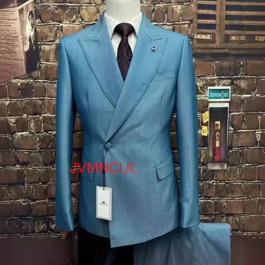 Men's Checkered 2 Piece Suit Slim Fit Wedding Groom Formal Business Party Hosting Ceremony Outfit Blazer Pants Set Fashion Wear