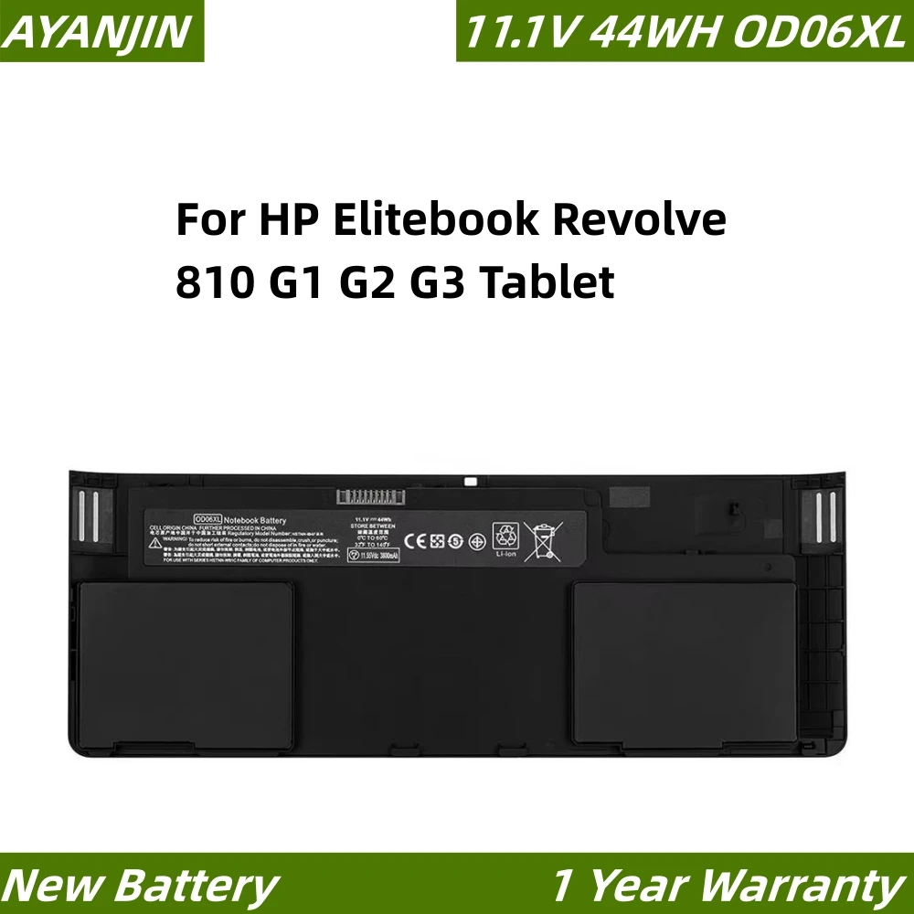 New OD06XL 11.1V 44WH Laptop Battery for HP EliteBook Revolve 810 G1 Tablte Hstnn-ib4f Hstnn-w91c 698943-001 698750-171