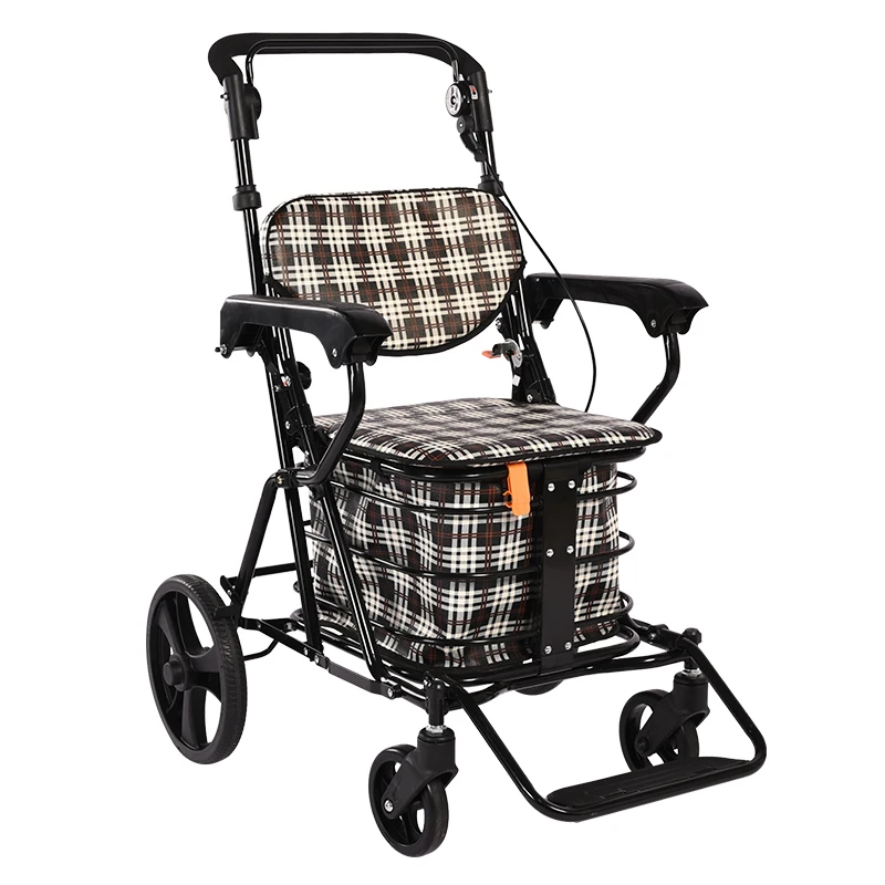 very light shopping cart a trolley for the elderly  four-wheel cart, a folding grocery walkers for elderly