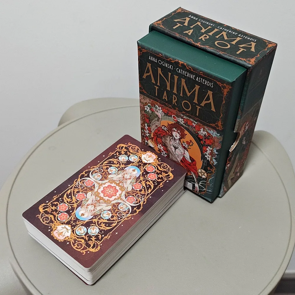 12*7cm Anima Tarot Deck in Rigid Box 78 Pcs Art Nouveau Tarot Cards Double-embossed with Gorgeous Anime-Style Illustrations