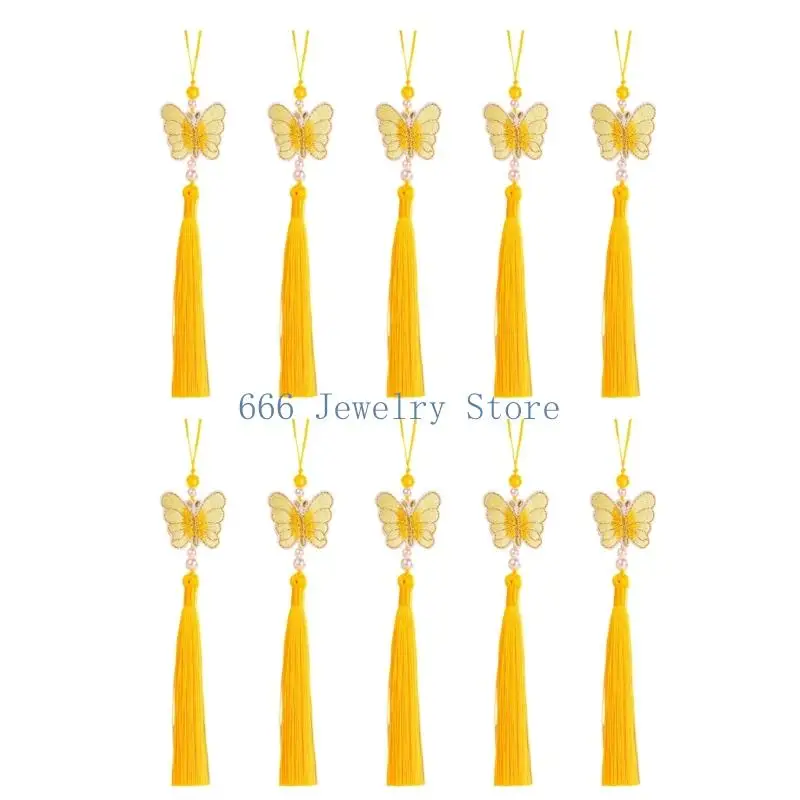 F2TD Quick Install Butterfly Tassels Fringe Keychain Decors Ice Silk Fringe for Stylish Bag and Phone Charm Accessory