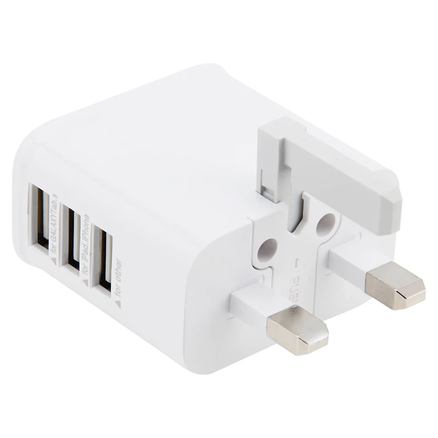 

300pcs 3 USB Port UK Plug Home Travel Wall Charger Fast Charge Power Adapter for Samsung Galaxy S4 S5 S6 Note 3 For iPhone 7 8 X