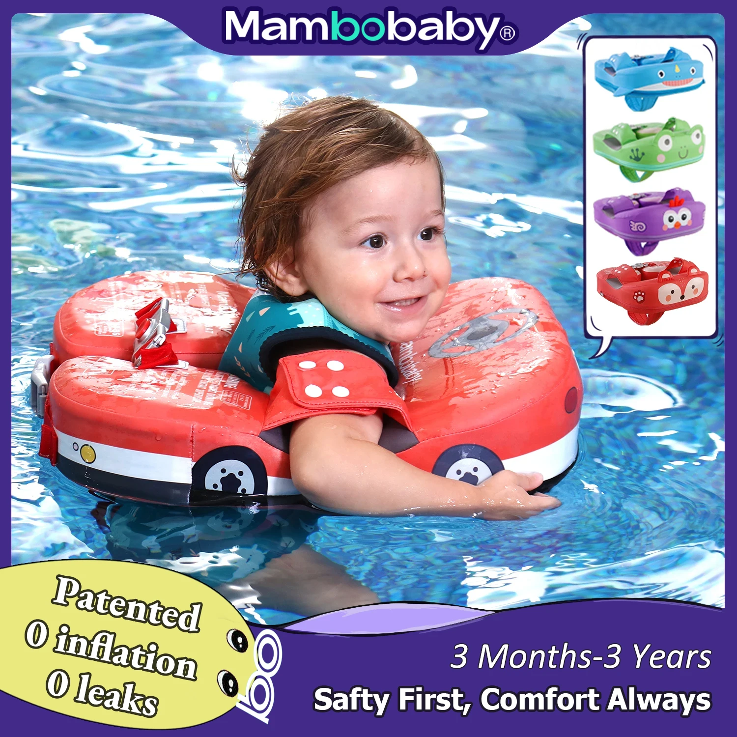 Mambobaby-Flotteur de Piscine avec Sangle d'Entrejambe pour Bébé, Bouée de Natation Non Gonflable, Jouets de Plage pour Enfants de 6 à 36 Mois