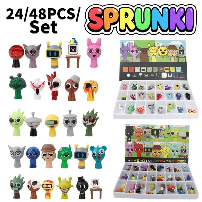 24 pz/48 pz/scatola Sprunki Action Figure Cieco Scatola Intera Set Sprunkies Gioco Giocattolo per Dare Giochi Ventole Natale Calendario Advento Regalo