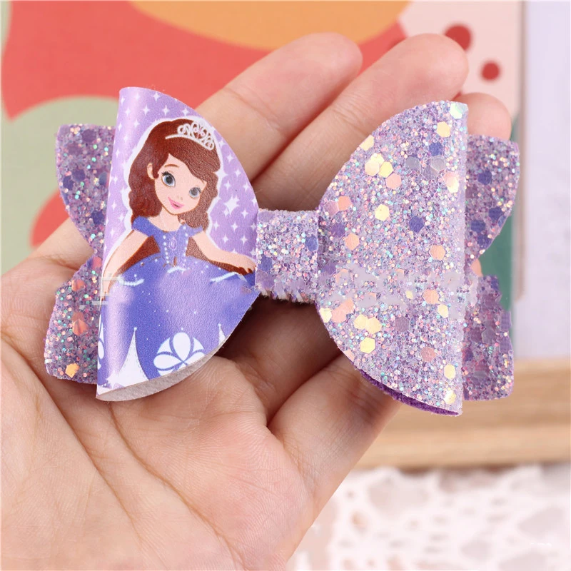 Disney Cartoon Princess Bow Hairpin Frozen Elsa Anna Anime Children\'s Hair Clip for Baby Girl\'s Headdress Kids Birthday Gifts