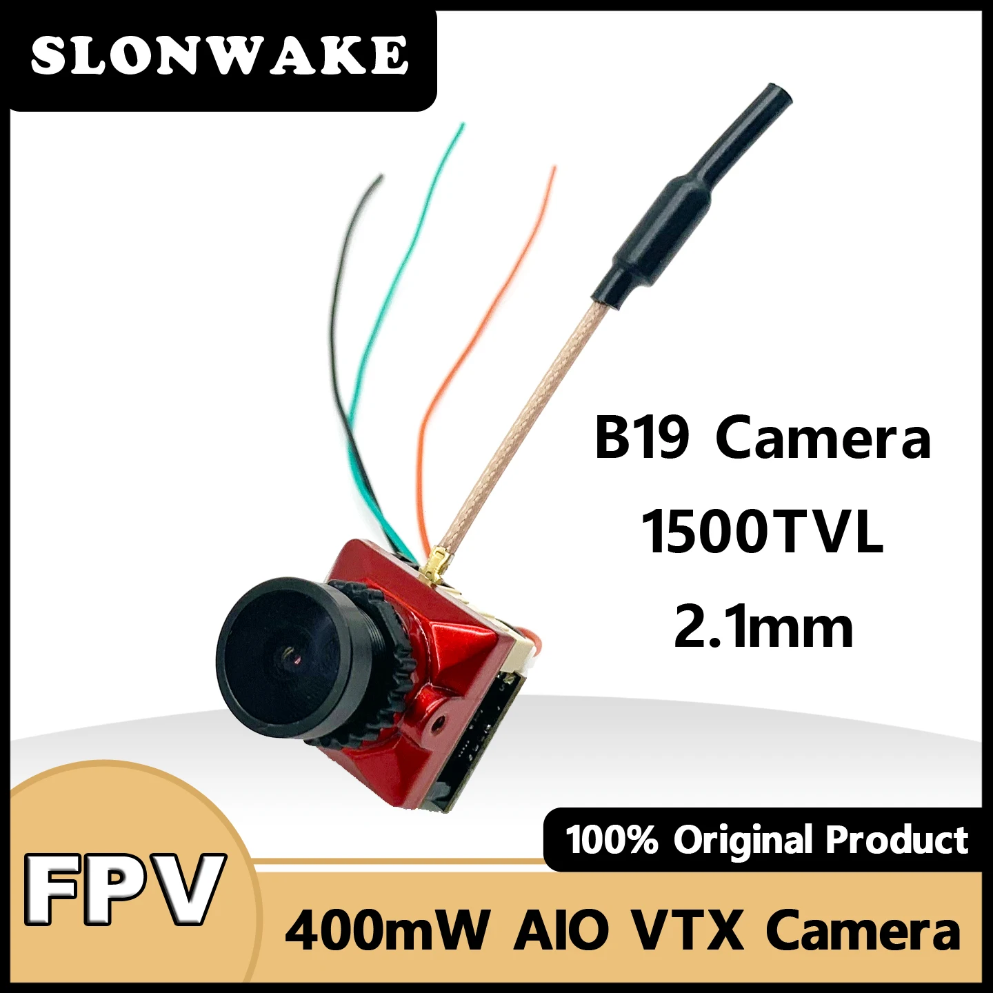 SLONWAKE 5.8g 48CH 25/200/400mW adjustable transmitter AIO VTX Camera CMOS 1500TVL B19 130° angle for Remote Control Aircraft