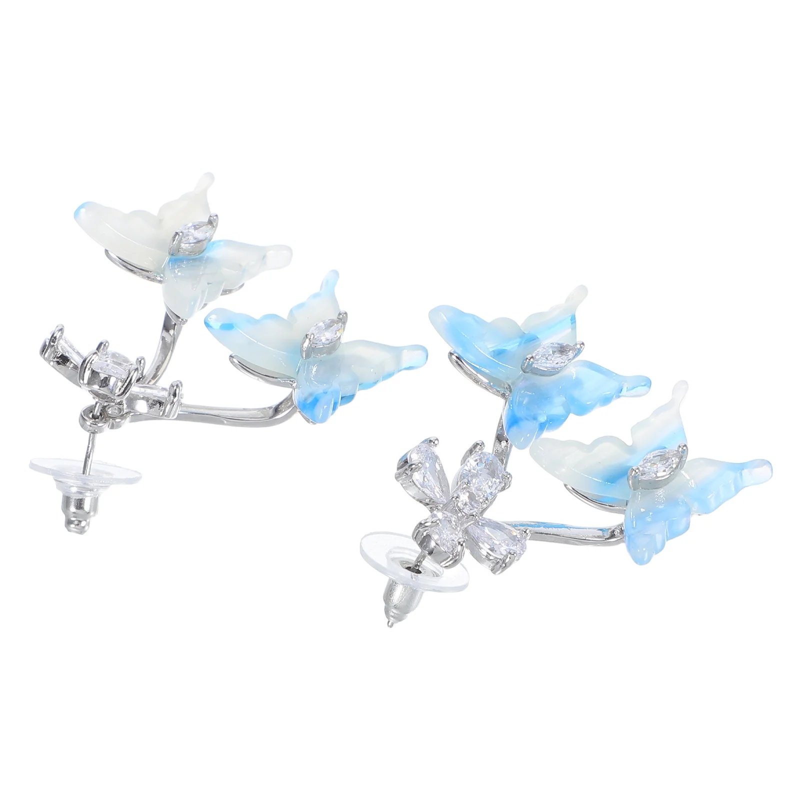 

1Pair Butterfly Zircon Flower Earrings Sparkling Studs Lightweight Elegant Jewelry for Women Daily Wear Special Events